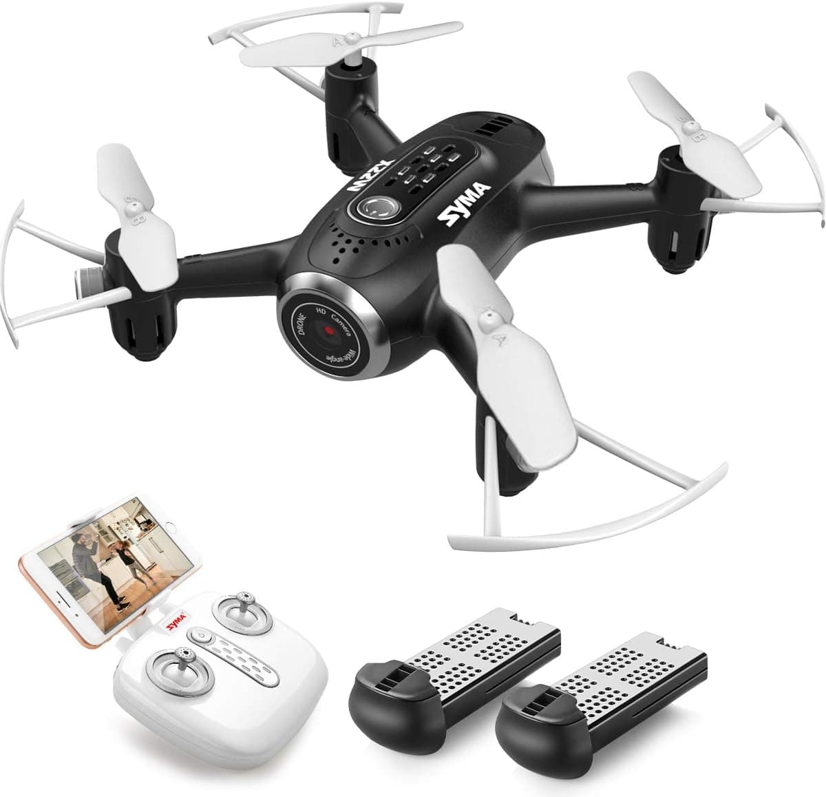 SYMA X22W Mini Drone with Camera Live Video FPV Nano Pocket Drone for Kids and Beginners, RC Quadcopter with App Control, Altitude Hold, 3D Flips, Headless Mode and Bonus Battery, Black