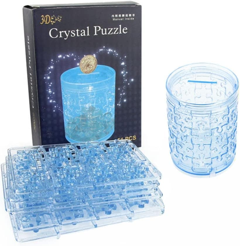 Idle Decormay 3D Crystal Puzzle Jigsaw Piggy Bank Saving Pot Best Gift for Children Students Friends DIY Kids Puzzles/Home Decoration(Blue)