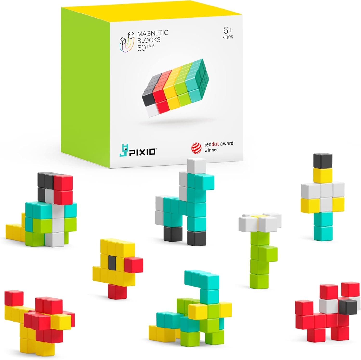 PIXIO 50 - Small Magnetic Building Blocks for Kids & Adults - Magnetic Building Blocks - Autism Toys - Preschool Toys - Building Blocks for Kids Ages 6-12 - Magnetic Toys - Magnetic Blocks for Adults