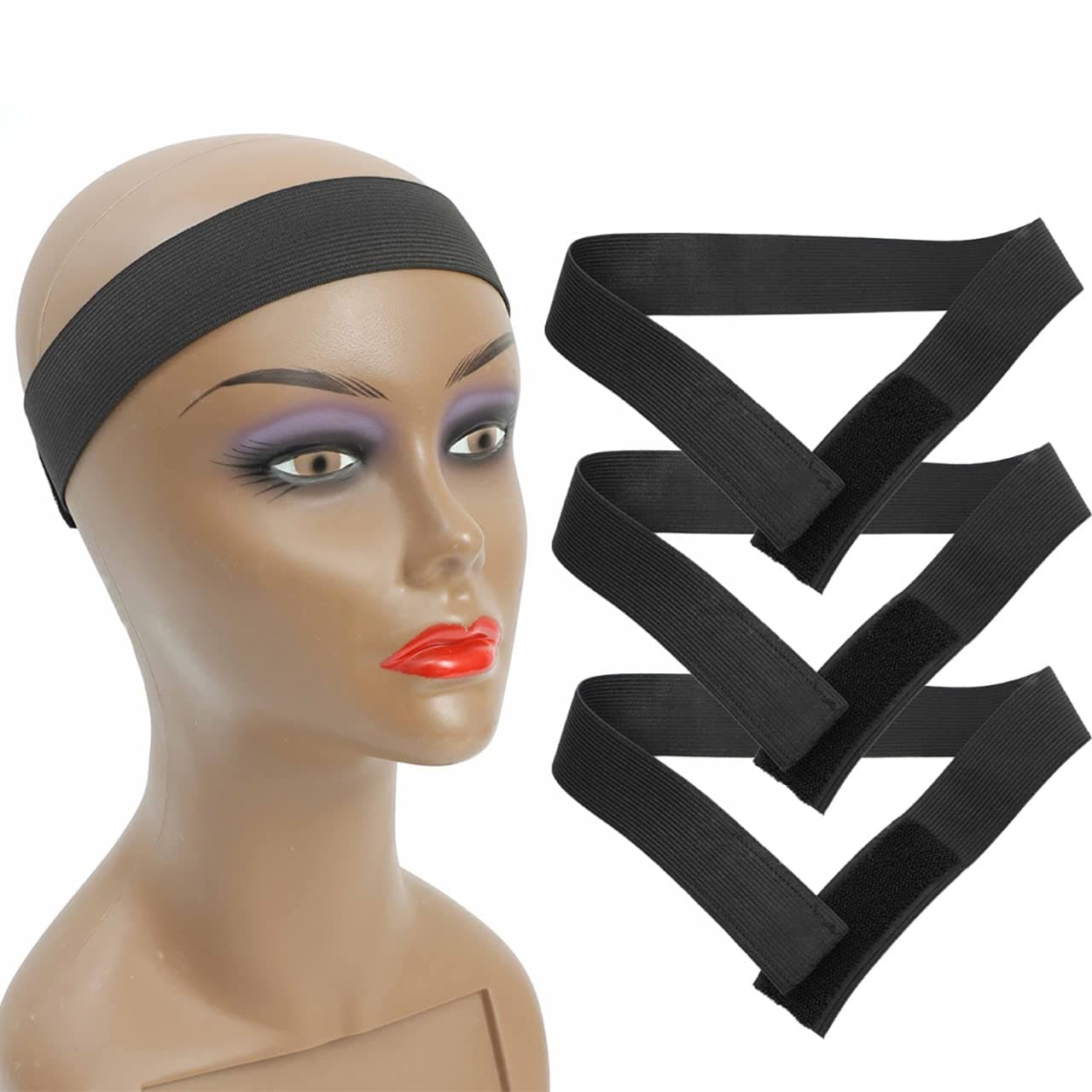 3 Pcs Elastic Bands for Wig Edges, Lace Melting Bands Adjustable Wig Band for Edges Elastic Headband Edge Laying Band For Baby Hair Closure Frontal Wigs Long 22.5 Inch