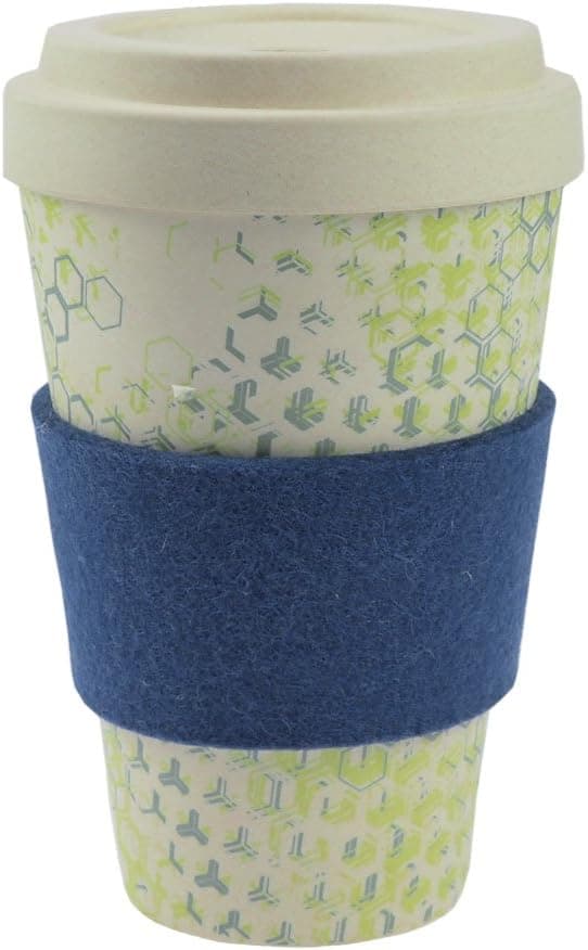 ebos Coffee-to-Go mug bamboo | incl. screw cap, grip ring made of wool felt | coffee mug, tumbler, beverage container | environmentally friendly | designed in Germany (blue (Dynamic New II))