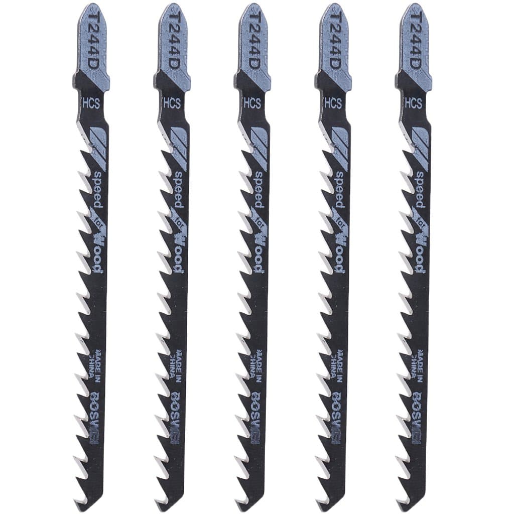 Yuxiale 5 Pcs T244D HCS T-Shank Curved Jigsaw Blades Cutting Tool For Wood Fast Cutting