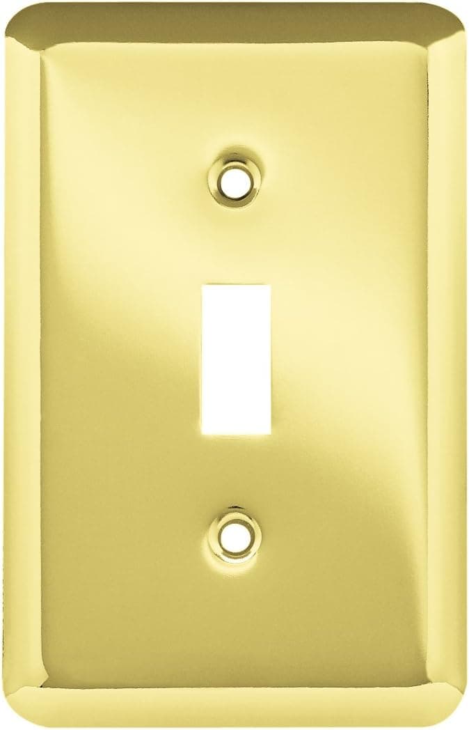 Stamped Steel Round Single Toggle Switch Wall Plate / Switch Plate / Cover, Polished Brass, Packaging may Vary