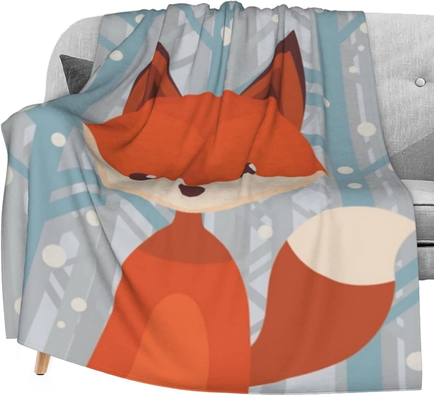 Delerain Orange Fox Soft Throw Blanket 40"x50" Lightweight Flannel Fleece Blanket for Couch Bed Sofa Travelling Camping for Kids Adults