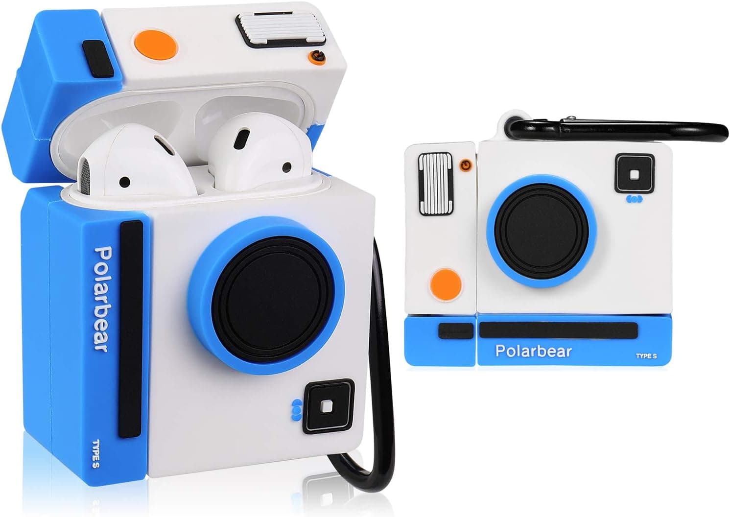 Lupct White Camera Compatible with Airpods 1/2 Case Silicone,Cute Cartoon 3D Cool Air pods Design Cover, Fun Kawaii Fashion Stylish Funny Cases for Kids Girls Teens Boys Character Skin Keychain Airpod