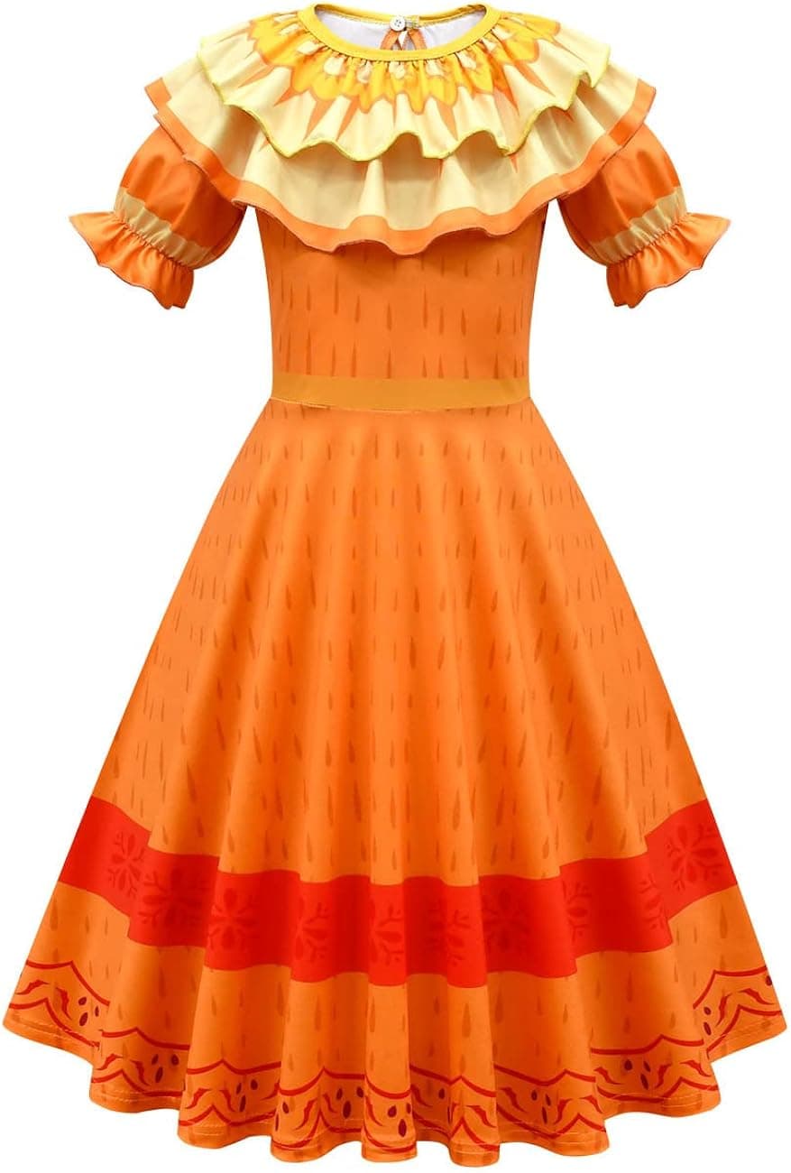 Tpandtl Kids Girls Mirabel Pepa Dress Halloween Costumes Printed Fashion Outfit, (ZYXB022-E120)