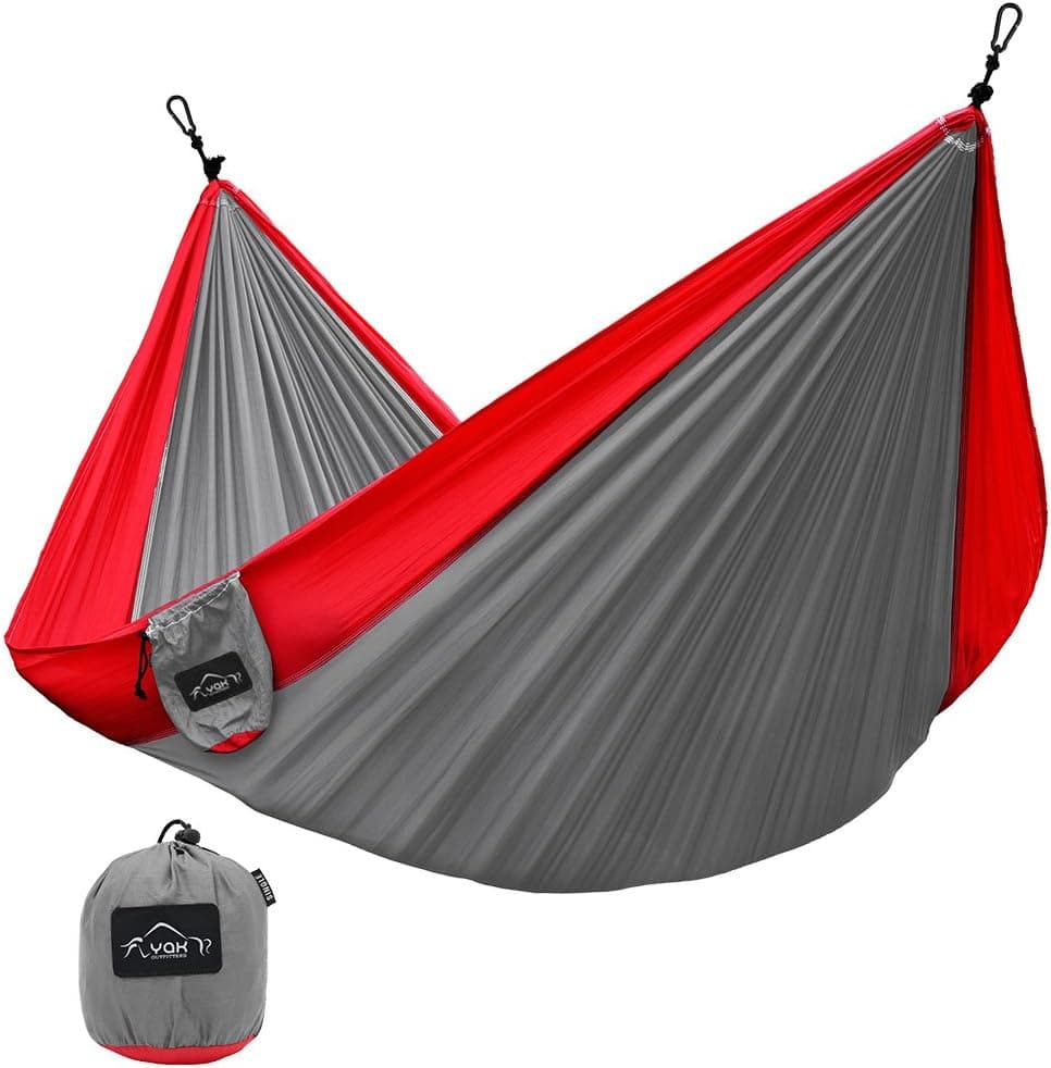 YAKOUTFITTERS Hammock for Camping - Single & Double Hammock Portable Gear for The Outdoors Backpacking Survival, Travel, Indoors Sleeping Strong Parachute Nylon Hammocks