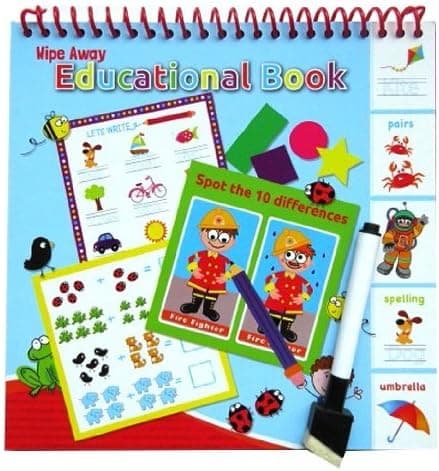 Anker Wipe Away Educational Activity Game Book - 10 Games with Wipe Clean Pen - Size 205mm X 205mm