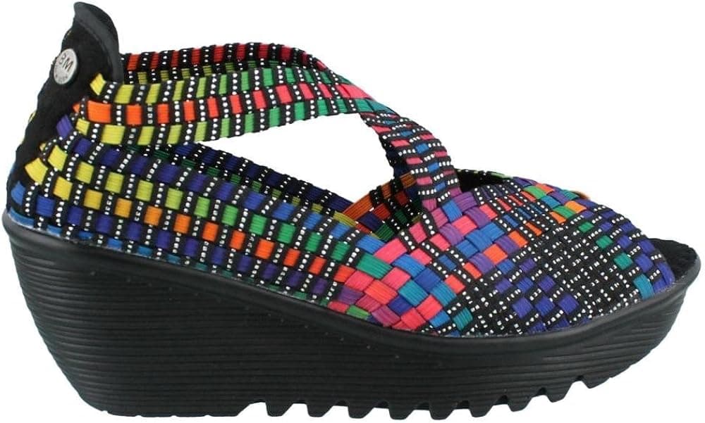 Bernie Mev Women's, Queen Mid Heel Sandal Black Multi 3.8 M