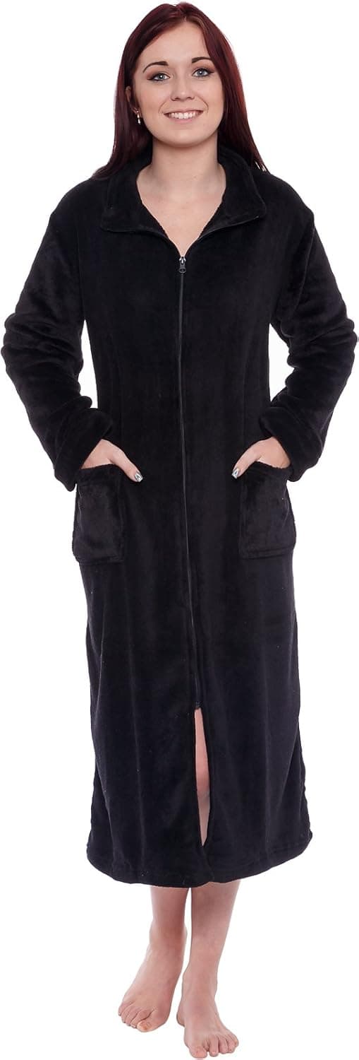 Womens Sherpa Fleece Bath Robe, Fluffy Plush Bathrobe Great Mothers Day Gift Present for Mom, Grandma, Daughter, Sister, Wife