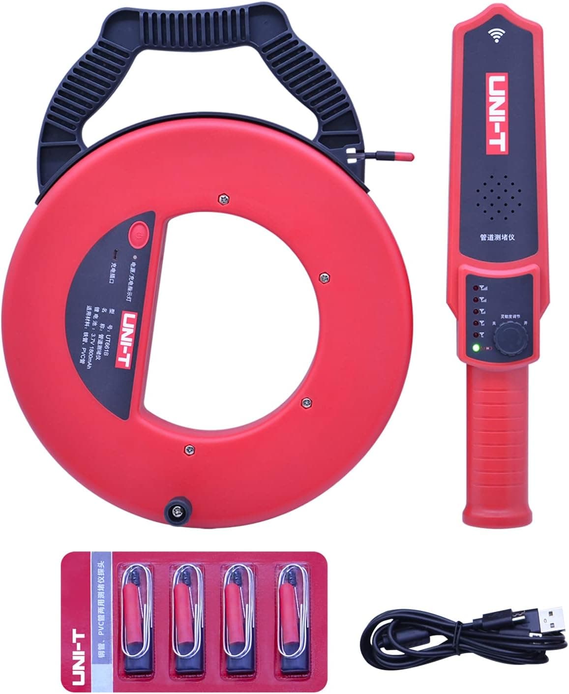Wall Pipe Blockage Detector 30Meters Pipeline Blocking Clogging Scanner Plumbers Instrument Diagnostic Tool for Steel Iron and PVC Pipes (UT661B)