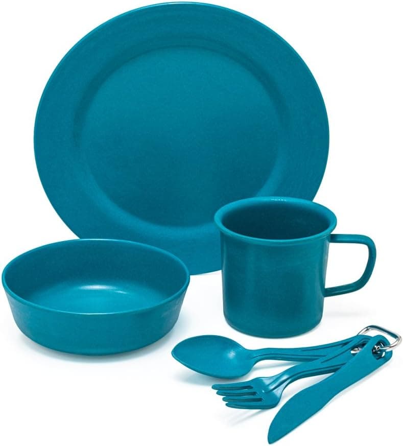 Kakolee Premium Eco-Friendly, Bamboo Fiber Camping Set, Blue. Biodegradable. Lightweight, Practical, Perfect for Boys and Girls Scout Trips, School Camps, Family Vacations, Hiking and Backpacking.