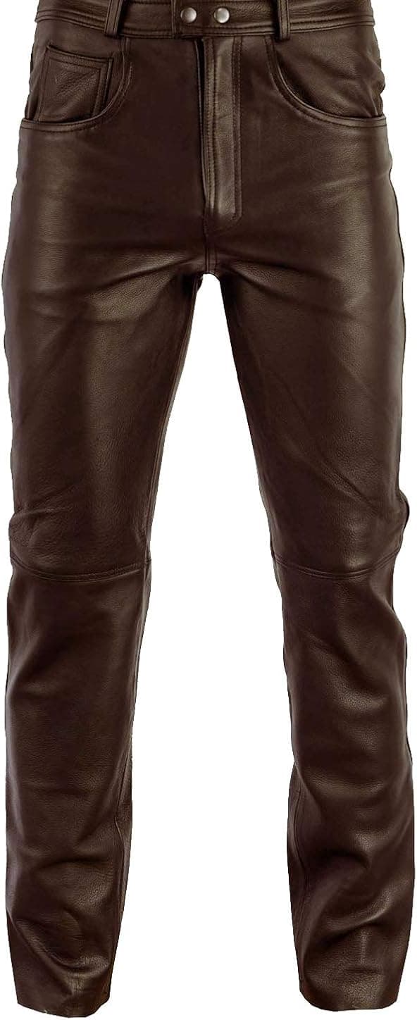 Men's Fashion Genuine Cowhide Biker Leather Pants