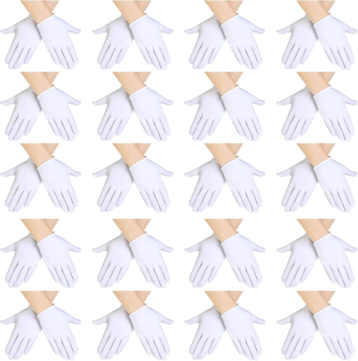 SATINIOR 20 Pairs White Gloves Kids Cosplay Costume White Cotton Gloves Girls Boys Wrist Formal Gloves for Halloween Party