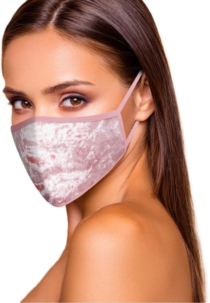 Cloth Face Mask Washable - Cute Fashionable Women Designs are Breathable & Reusable - Soft Cotton Blend for Comfortable Fit - Made in the USA (Pink Velvet)