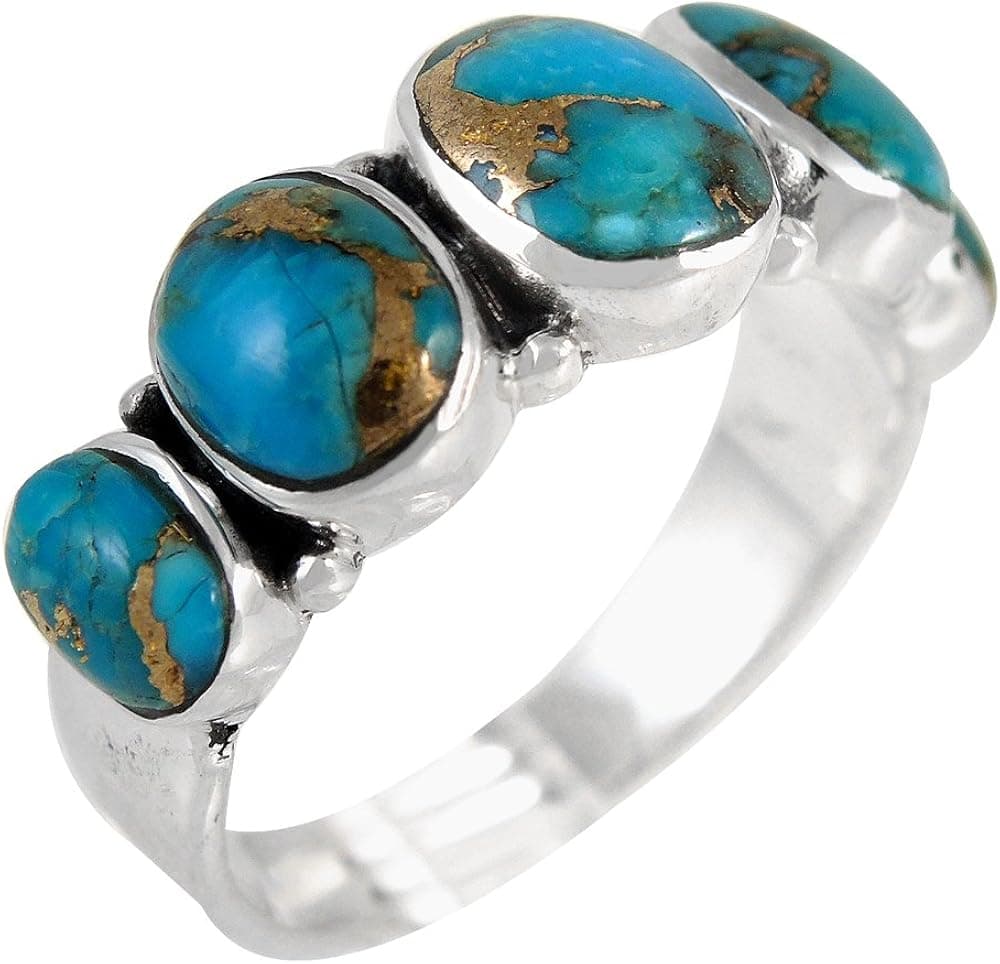 Turquoise Ring Sterling Silver 925 & Genuine Turquoise (SELECT color)