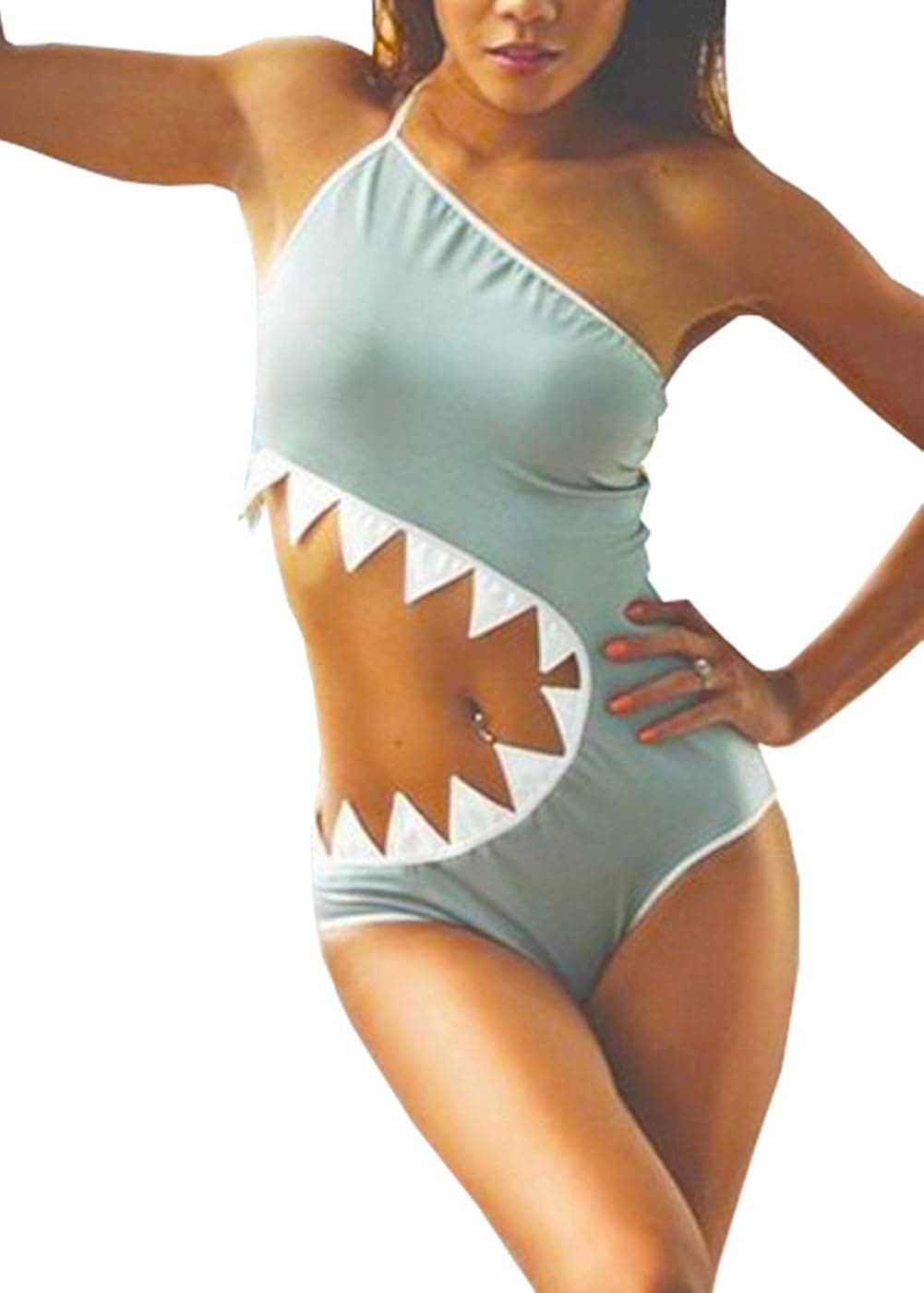 MunZ Women's One Piece Shark's mouth Swimsuit Bikini Beachwear Tankini