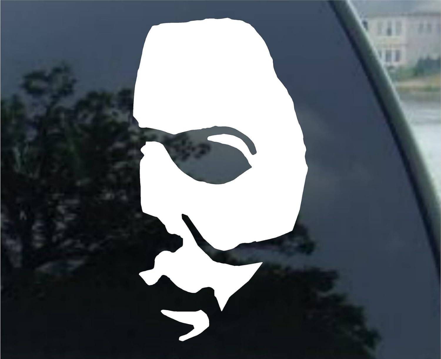 Crawford Graphix Michael Myers Creepy Half Face Decal Scary Horror Movies Awesome Fun Cool Creepy Halloween Sticker (4" White)
