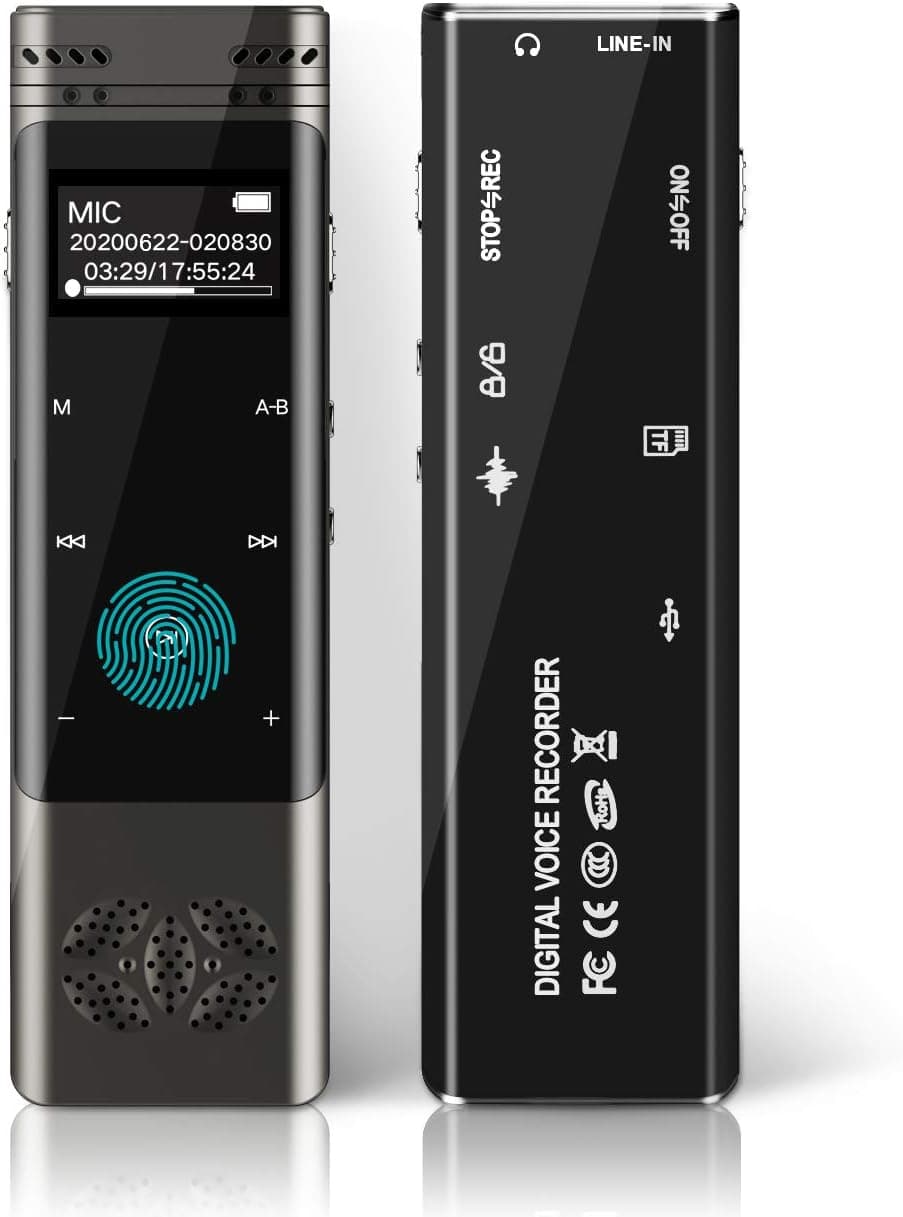 Digital Voice Recorder, MONODEAL Portable Voice Recorder with Playback, Voice Activated Recorder for Lectures, Audio Dictaphone Mp3 Recorder with Noise Reduction (16GB)