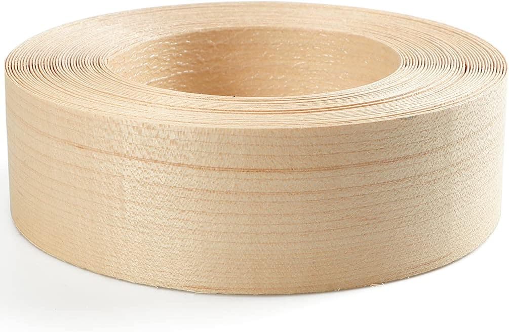 MOLIGOU Maple Wood Veneer Roll, 2”×50’ Plywood Edge Banding Strips, Flexible Veneer Edging with Adhesive Back