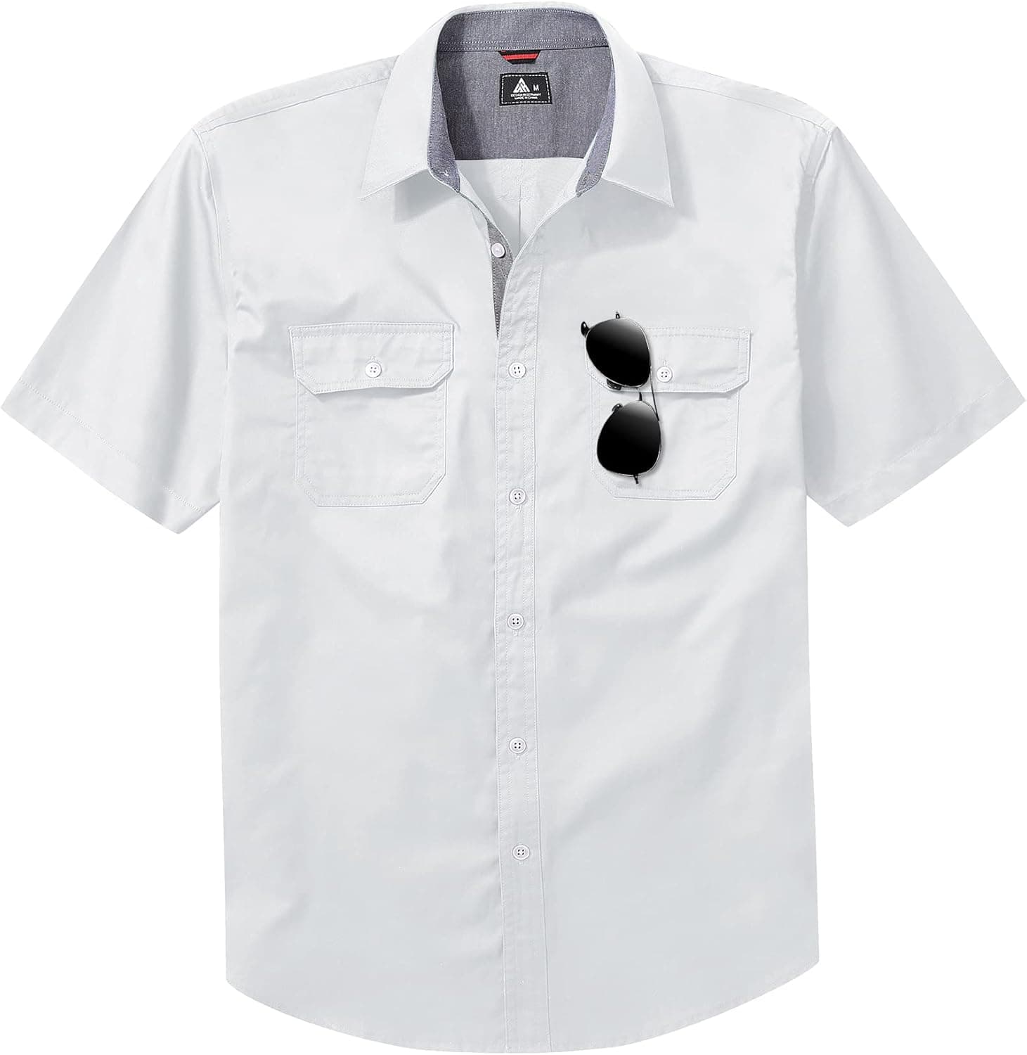 ZITY Pure Cotton Solid Color Shirt for Men Regular Fit Short Sleeve Casual Button Down Shirts
