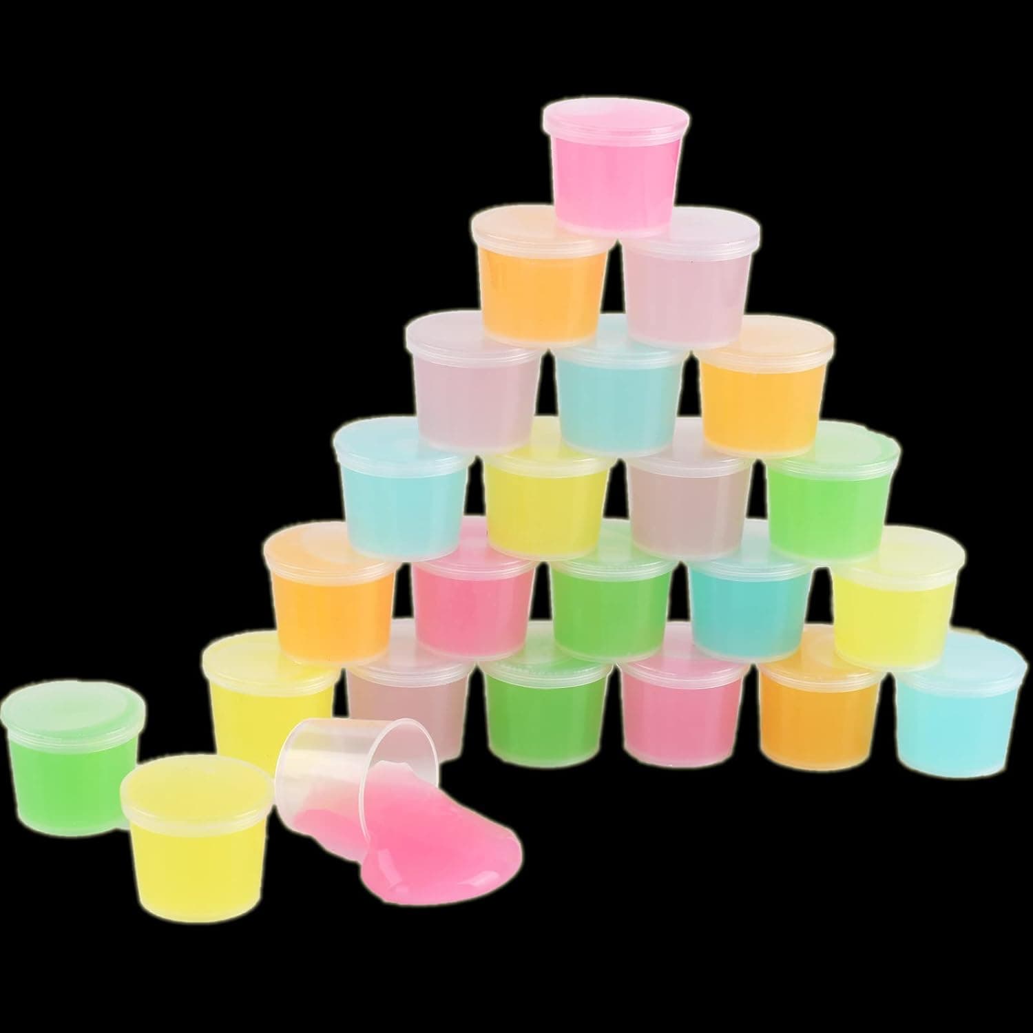 24 Pack Glow in The Dark Slime, Party Favors Slime, Crystal Galaxy Slime kit with Multi Colors - Blue, Pink, Yellow, Green, Orange and Purple Color, Birthday Gifts for Kids Girl and Boys