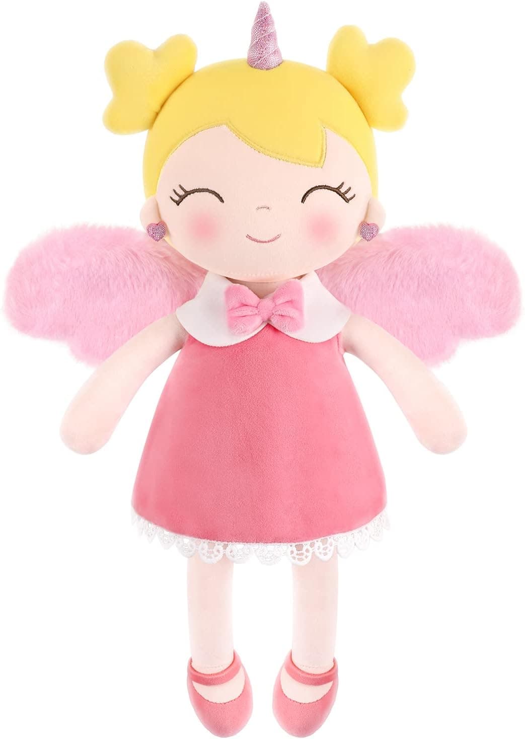 GAGAKU Soft Baby Doll Plush Unicorn Girl Angle with Wings 17” Cute Plush Baby Toys for Baby and Toddler - Pink