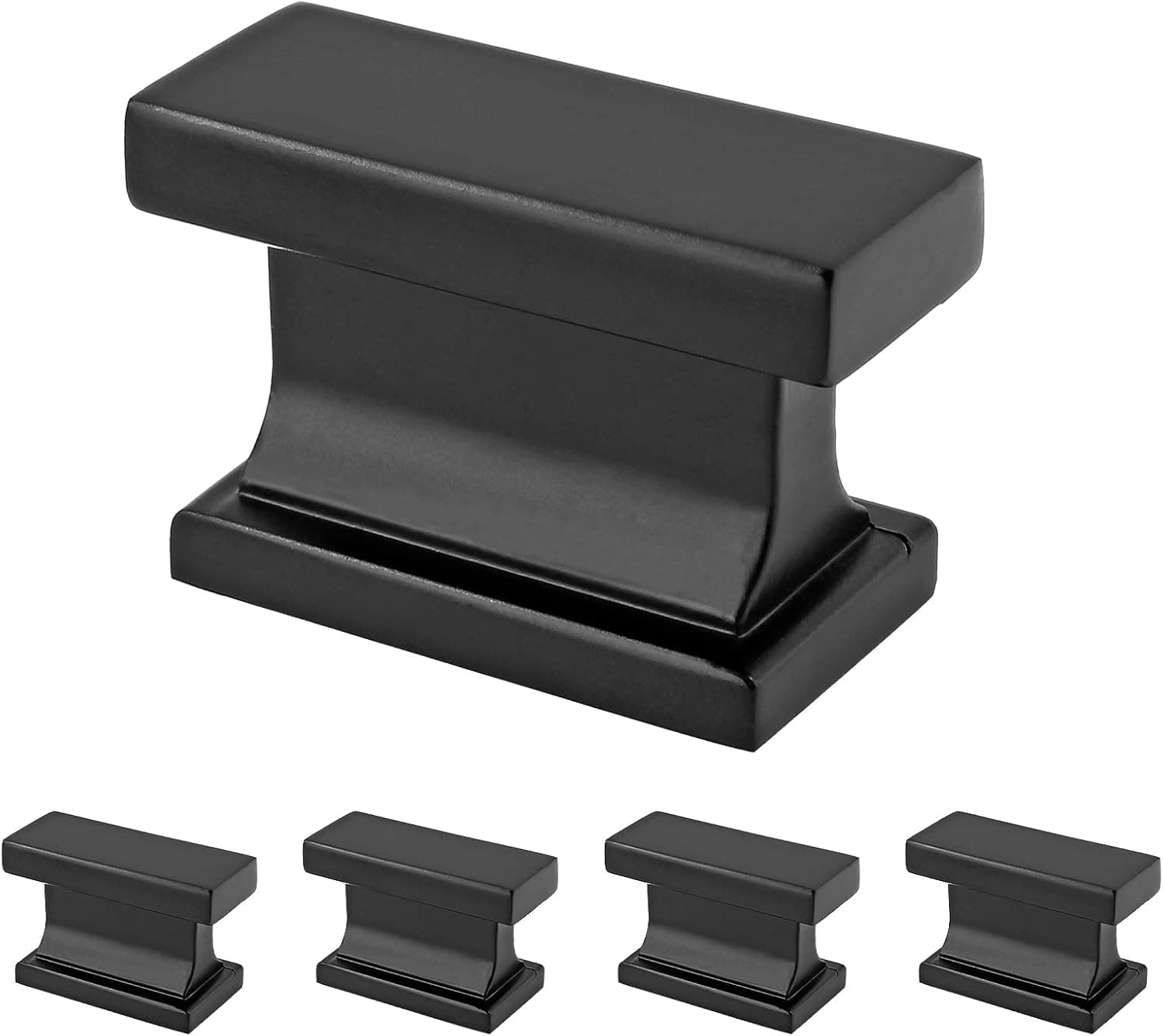 Cionyce 5 Pack Matte Black Cabinet Knobs, Rectangle Knobs Cabinet Hardware Dresser Knobs for Drawer Cupboard