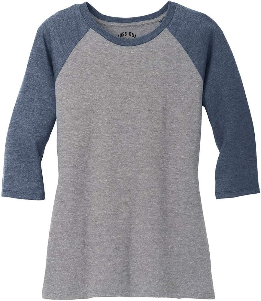 Joe's USA Ladies 3/4 Raglan Baseball T-Shirt-2XL-Navy/Grey