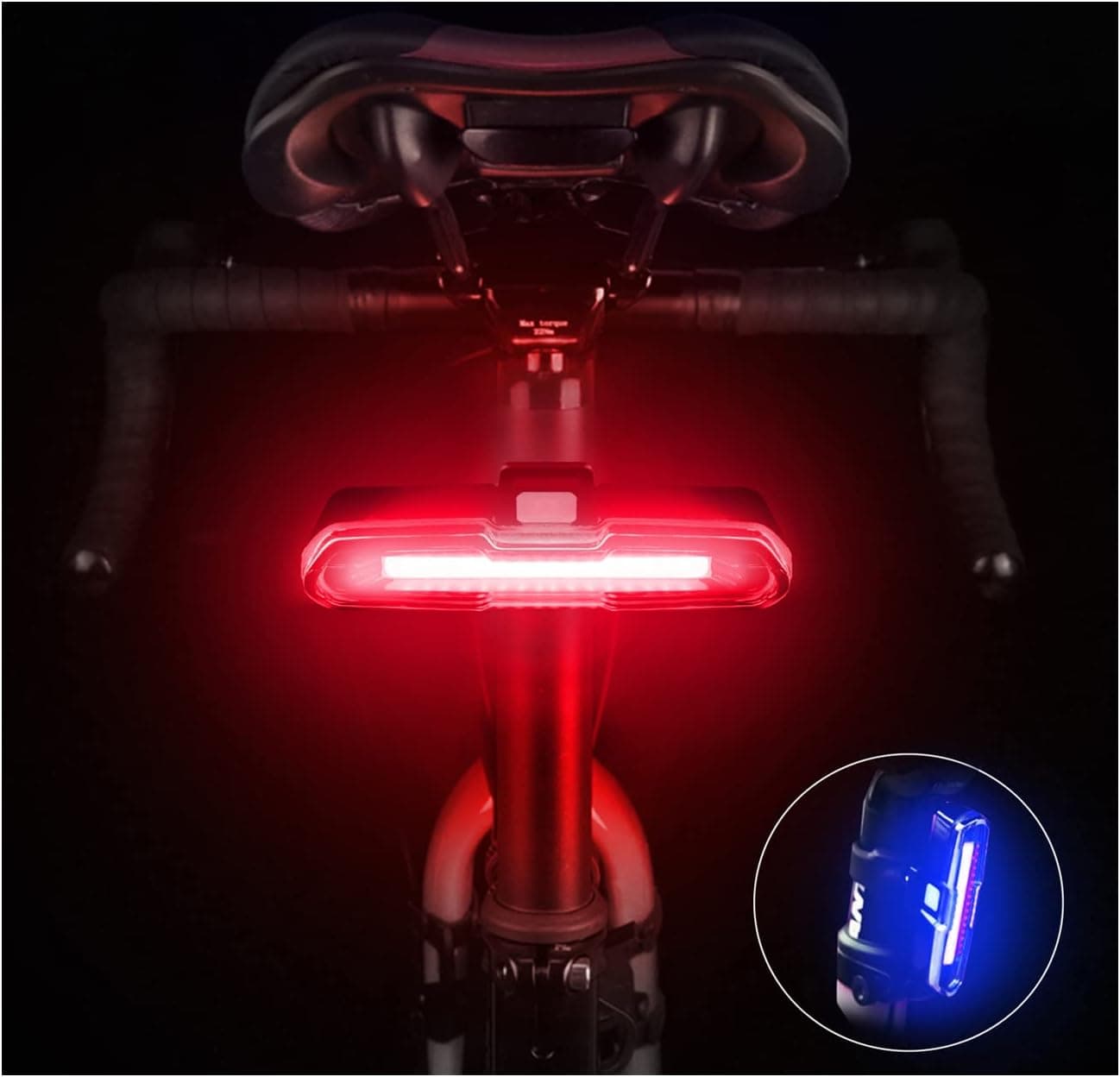 JOFLY Bike Rear Light Powerful 110 Lumens, Rear Bike Light USB-C Rechargeable with 5 Steady Flash Options Bicycle Tail Light