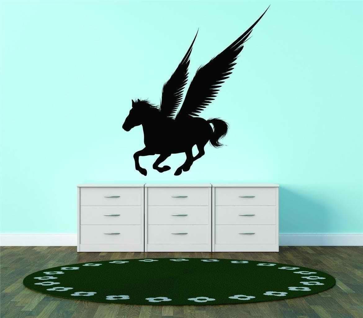 Winged Horse Silhouette Pegasus Greek Mythology Vinyl Wall Decal Vinyl Peel And Stick Sticker Wall Decal Picture Art Graphic Design Image Decor 20x25
