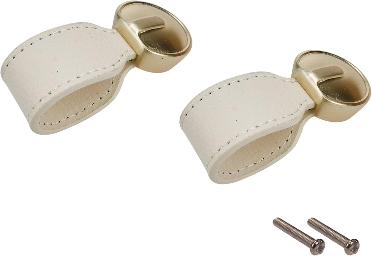 LC LICTOP Handmade Leather Drawer Pull Leather Cabinet Pulls White Furniture Cabinet Handle Pull 2pcs