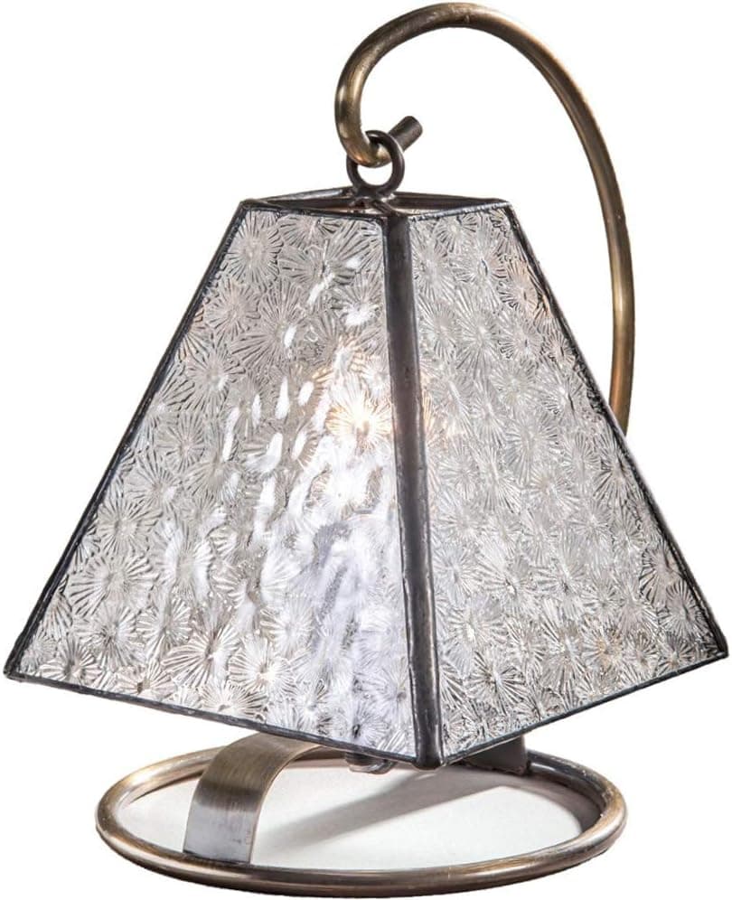J Devlin Lam 693 Small Tiffany Stained Glass Lamp Clear Textured Glass Vintage Night Light Accent Lighting Memory Lamp