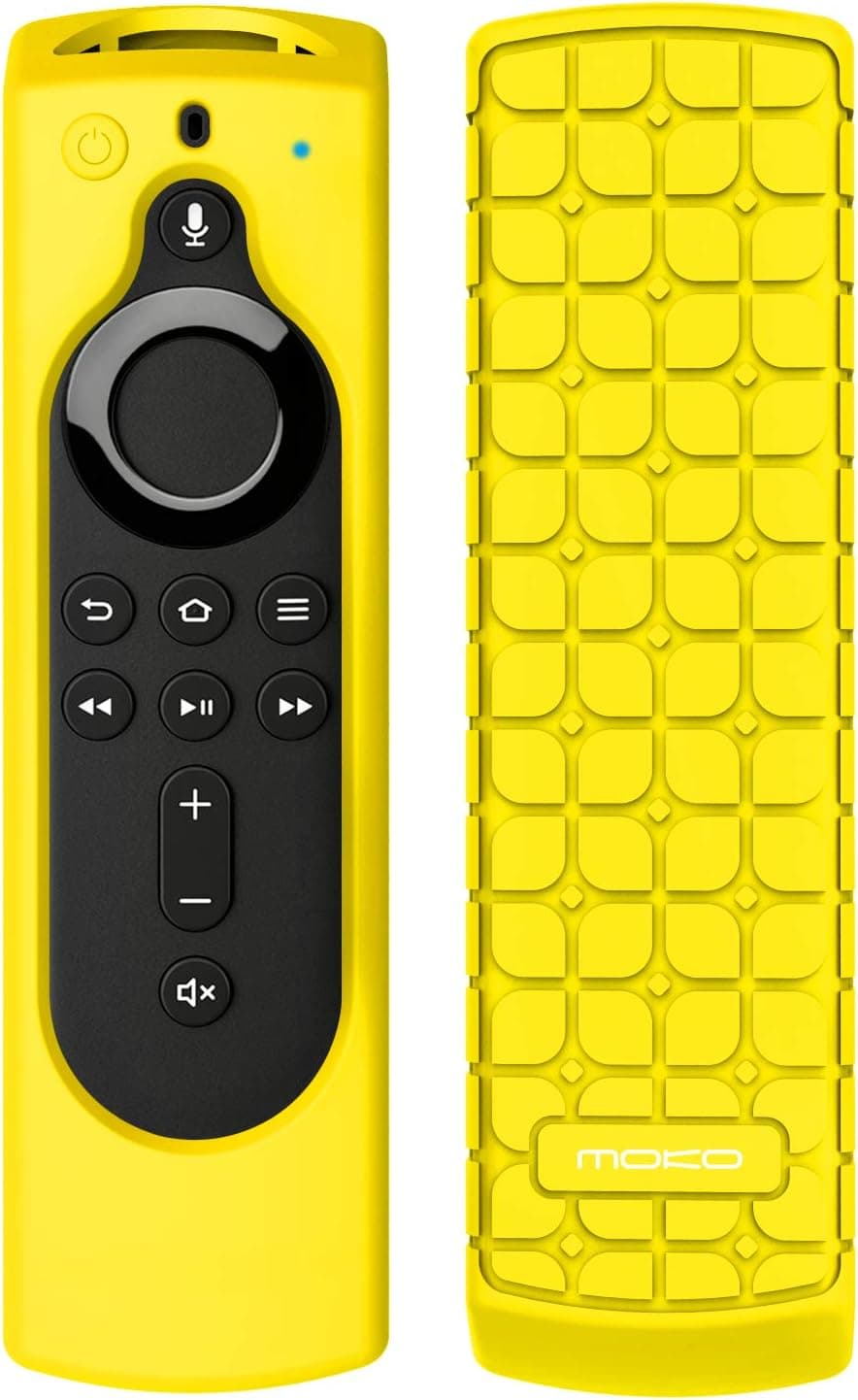 MoKo Silicone Remote Case Fits Fire TV Stick Lite 2020, Fire TV Stick 4K 2018, Fire TV Cube, Fire TV (3rd Gen) with 5.6" Alexa Voice Remote (2nd Gen), Shockproof Protective Cover - Yellow