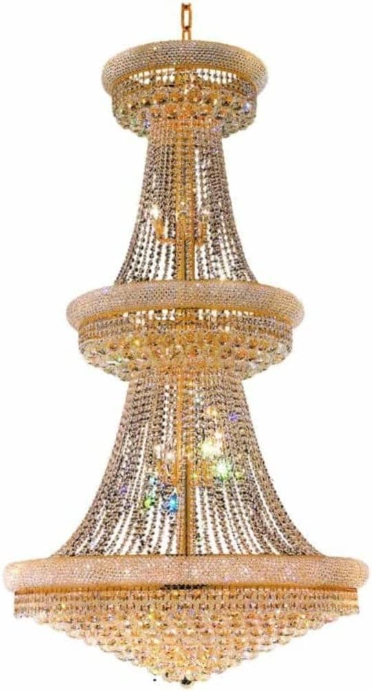Elegant Lighting Value Primo 38 Light Gold Chandelier Clear Royal Cut Crystal Gold