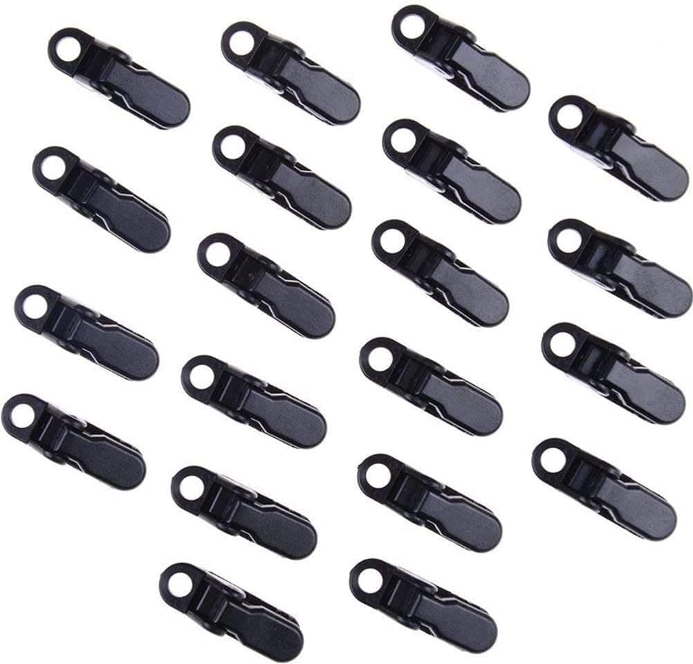 Warmshine 20 Pack Small Clamp Tarp Awning Clamp Set Tarp Clips Black Trap Clips Jaw Tent Snaps Camping Clamp Clips Tent Tighten for Outdoors