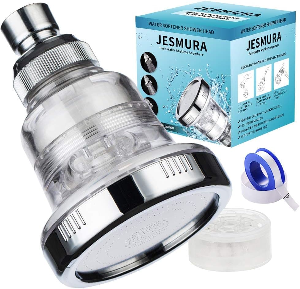 JESMURA Filtered Vitamin C Shower Head Filter 2 Replacement Cartridges, Hard Water Softener for Shower, Reduce Chloramine Fluoride Sediments, High Pressure Shower Sprayer Saving Water