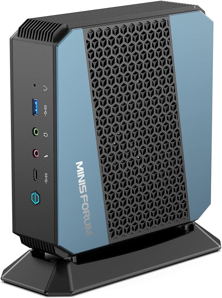 MINISFORUM EliteMini HX90 Mini PC AMD Ryzen 9 5900HX Windows 11 Pro Desktop Computer, DDR4 32GB+512GB SSD, 2.5Gbps LAN, 2X HDMI & 2X DP 4K@60Hz Outputs, 2X HDD Slot, AMD Radeon Graphics Tower PC