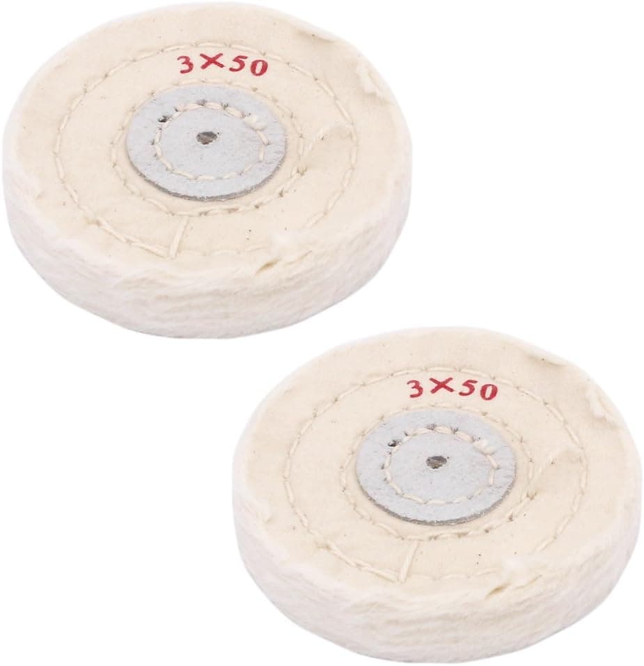 NIUPIKA White Soft Cotton Polishing Buff Wheel Bench Grinder with Arbor Hole (3 Inch (50 Ply))