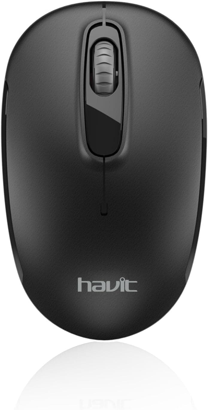 Havit 2.4G Wireless Mouse 2000DPI Optical Mini Portable Mobile with USB Receiver, 3 Adjustable DPI Levels, 4 Buttons for Notebook, PC, Laptop, Computer, MacBook (Matte Black)