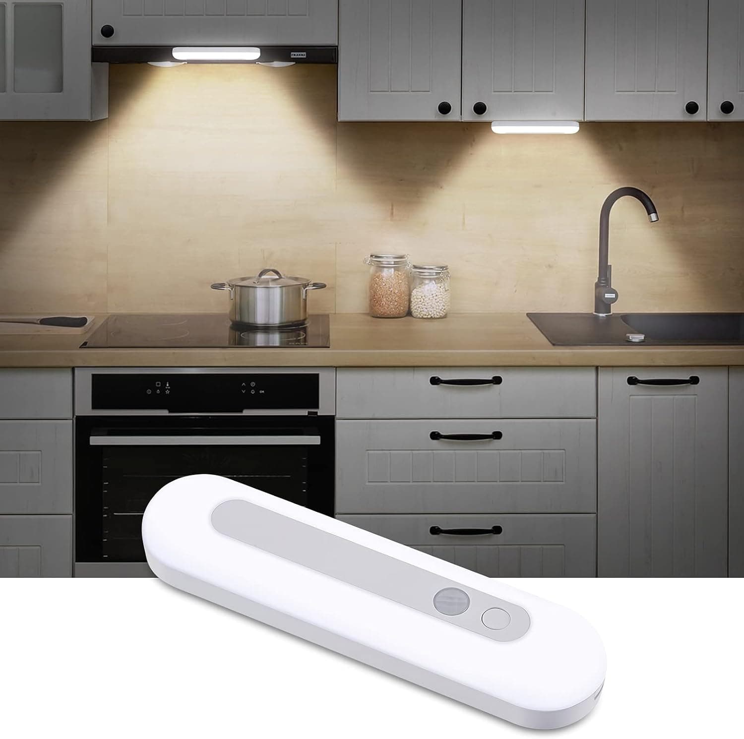 Under Cabinet Lighting,Under Counter Closet Light with Dimmable 32-LED,1200 mAh Rechargeable Battery Operated Lights，Motion Sensor Light Indoor,Led Closet Lights for Pantry,Wardrobe, Kitchen, Hallway