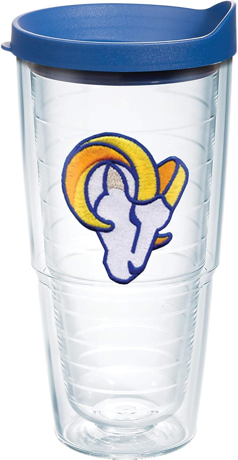 Tervis Made in USA Double Walled NFL Los Angeles Rams Insulated Tumbler Cup Keeps Drinks Cold & Hot, 24oz, Primary Logo