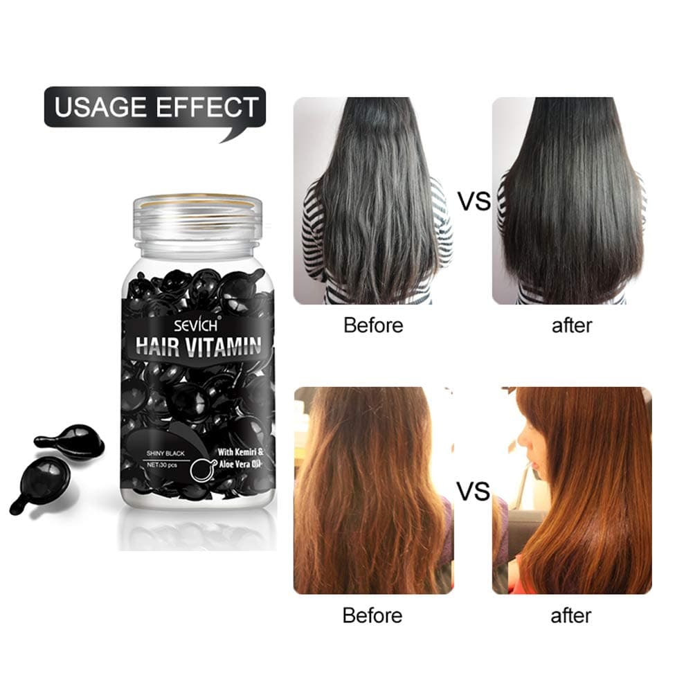 SEVICH Hair Vitamin Serum Capsule - Hair Moisturizing Essence Formula, with Vitamins A C E Vitamin B5, Argan Macadamia Avocado Oils, Repair Damaged Hair