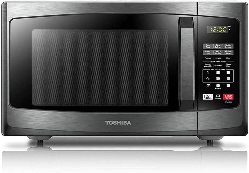 Toshiba EM925A5A-BS Microwave Oven with Sound On/Off ECO Mode and LED Lighting, 0.9 Cu.ft, Black Stainless (Renewed)