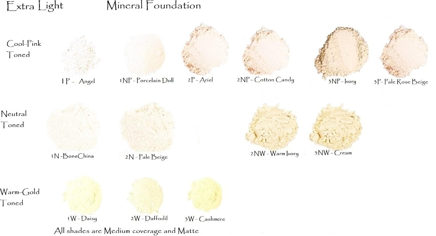 Mineral Foundation Lightest Shades - Porcelain Through Ivory (6 Shade Sampler Pack 1-2 Neutral)