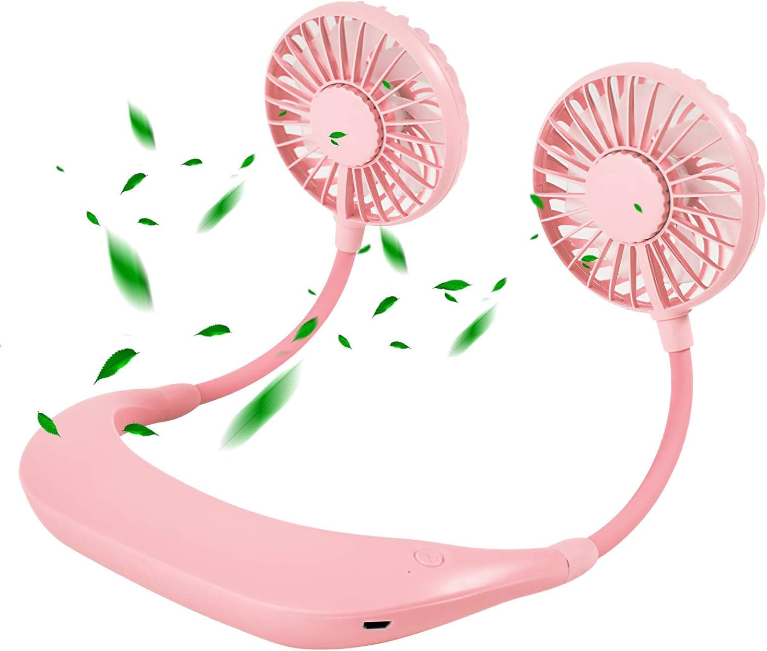 NEREIDS NET Mini Hand Free Fan, Portable Hanging Neck Fan, 3 Level Air Flow, Multicolor LED Light, Built-in Aromatherapy, USB Charging Wearable Cooling Supply for Sports, Office and Outdoor Pink