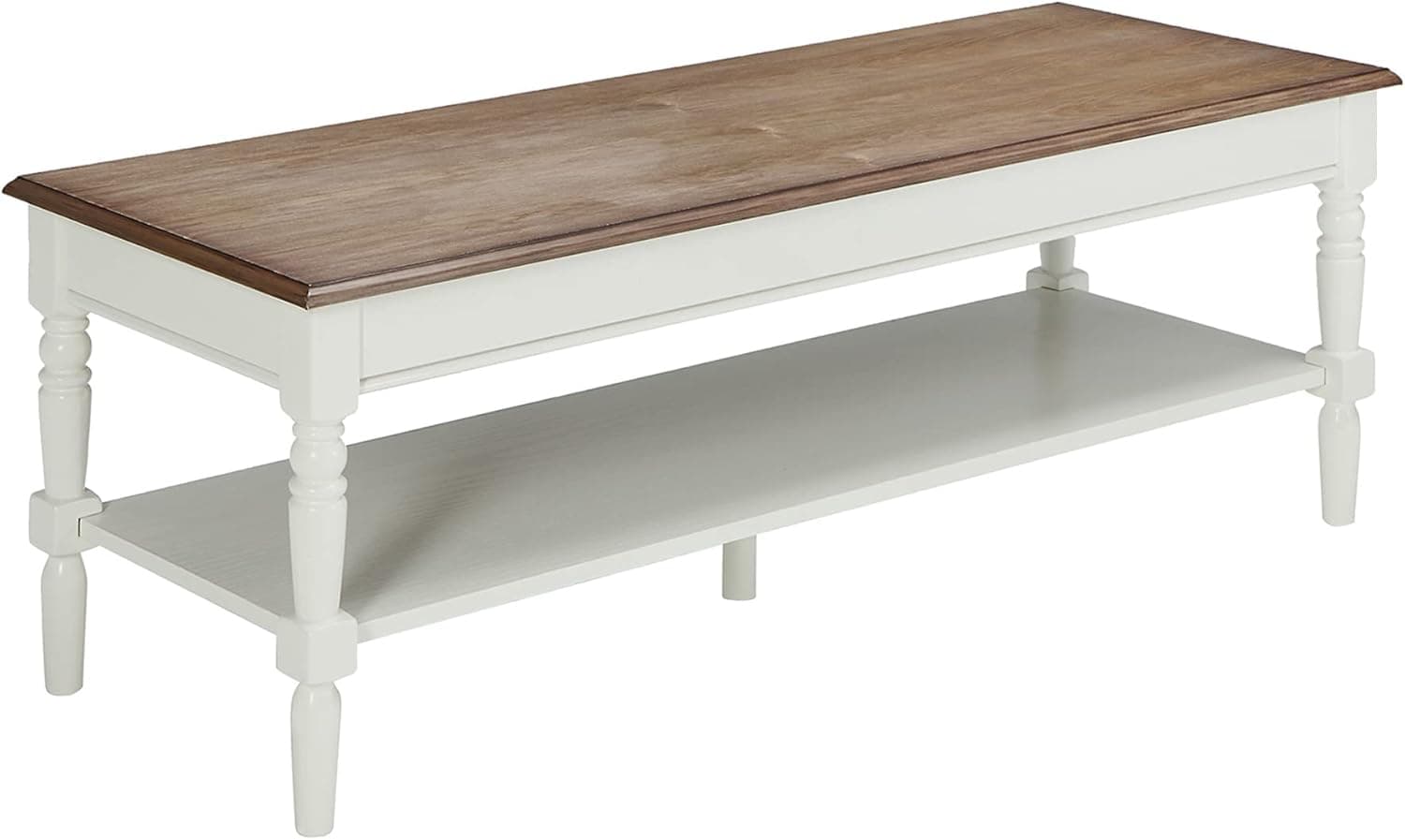Convenience Concepts French Country Coffee Table with Shelf, Driftwood/White