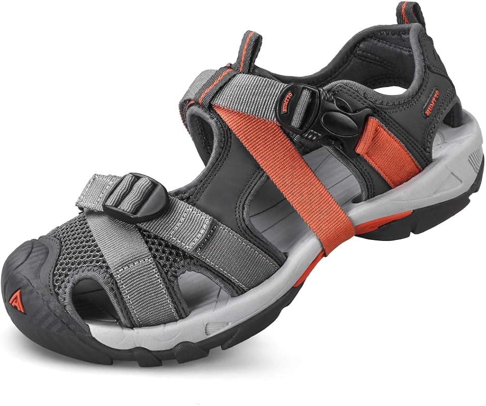 Mens Hiking Sandals Breathable Athletic Climbing Summer Beach Water Shoes greyo Size 10.5…