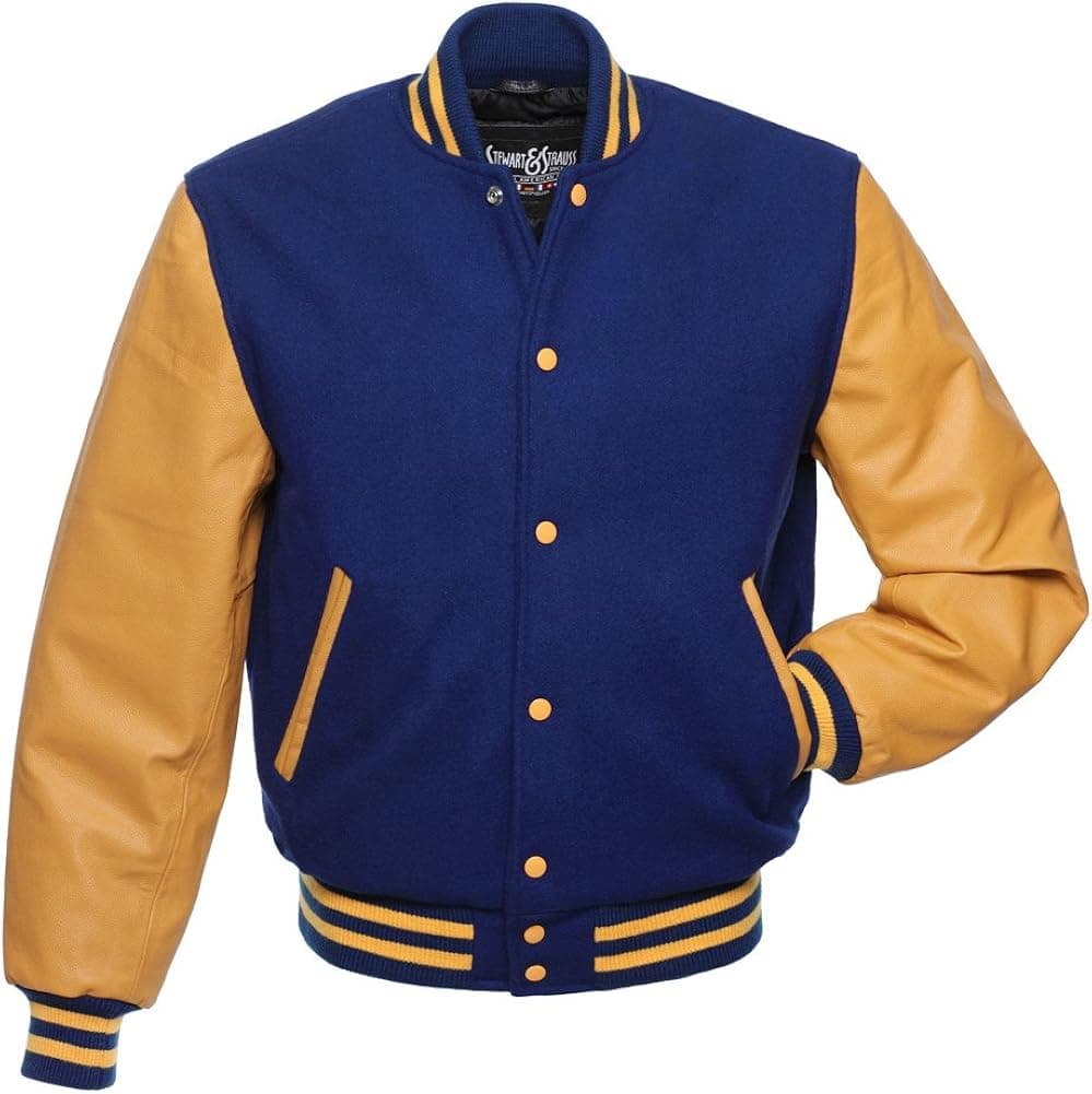Stewart & Strauss Original Varsity Letterman Jacket Since 1977 (48 Team Colors) Wool & Leather XXS to 6XL