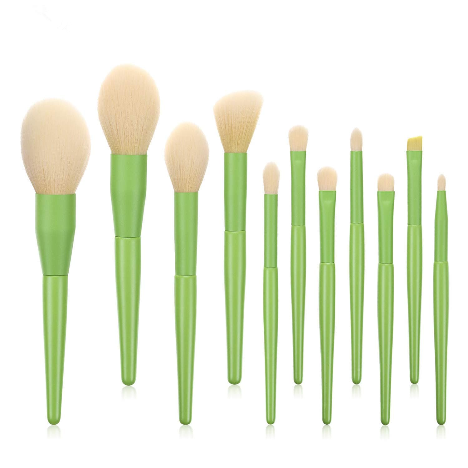 Makeup Brushes Set , Logiverl 11 Pieces Makeup Brush Set Included Fan Blush Eyeshadow Eyebrow Blending Brush (Green)